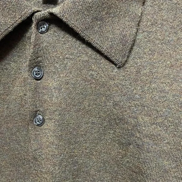 Vintage 90s pronto Uomo made in Italy collared formal preppy brown polo sweater - Picture 2 of 4
